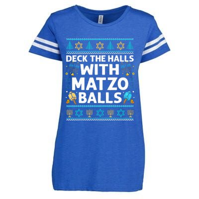 Deck Walls Matzo Balls Ugly Hanukkah Chanukah Enza Ladies Jersey Football T-Shirt