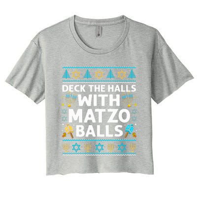 Deck Walls Matzo Balls Ugly Hanukkah Chanukah Women's Crop Top Tee