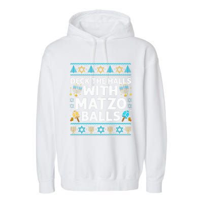 Deck Walls Matzo Balls Ugly Hanukkah Chanukah Garment-Dyed Fleece Hoodie