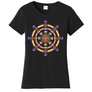 Dharma Wheel Meditation Lotus Chakra Yoga Dharmachakra Karma Women's T-Shirt