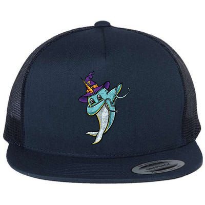 Dabbing Witch Narwhal Nurse Vintage Gift Flat Bill Trucker Hat