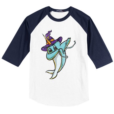 Dabbing Witch Narwhal Nurse Vintage Gift Baseball Sleeve Shirt