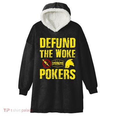 Defund Woke Pokers Hooded Wearable Blanket