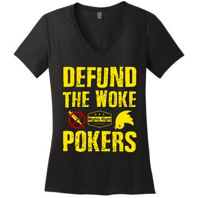 Defund Woke Pokers Women's V-Neck T-Shirt
