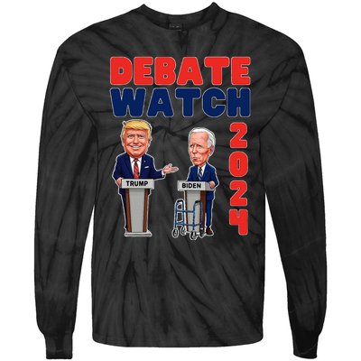 Debate Watch Party 2024 Trump Biden President Election Tie-Dye Long Sleeve Shirt