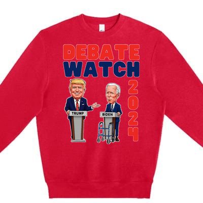 Debate Watch Party 2024 Trump Biden President Election Premium Crewneck Sweatshirt