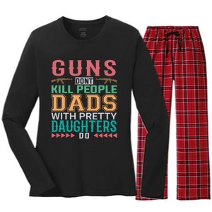 Dad With Pretty Daughters Women's Long Sleeve Flannel Pajama Set 