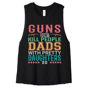 Dad With Pretty Daughters Women's Racerback Cropped Tank