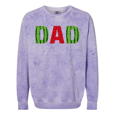 Dad Watermelon Pattern Birthday Summer Fruit Colorblast Crewneck Sweatshirt