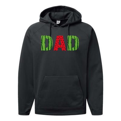 Dad Watermelon Pattern Birthday Summer Fruit Performance Fleece Hoodie