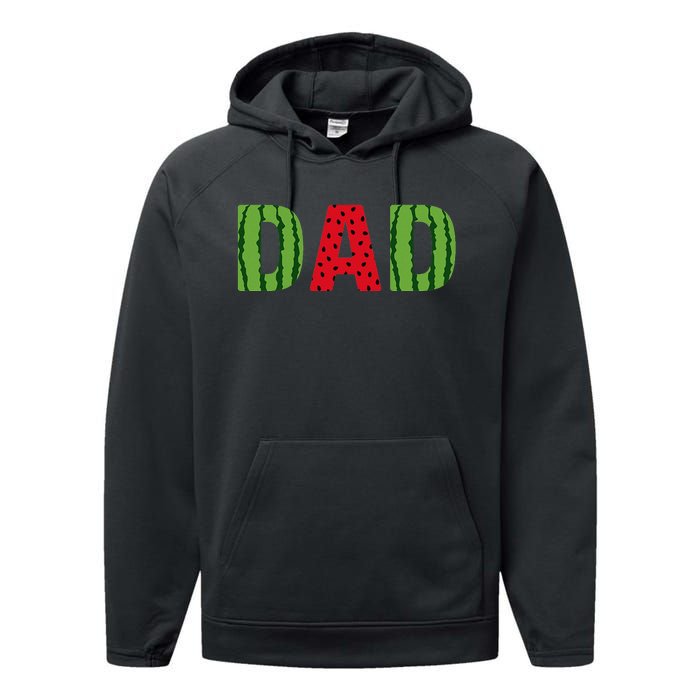 Dad Watermelon Pattern Birthday Summer Fruit Performance Fleece Hoodie