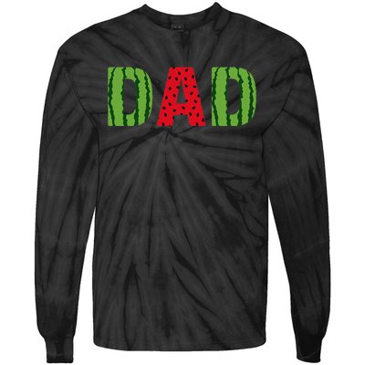 Dad Watermelon Pattern Birthday Summer Fruit Tie-Dye Long Sleeve Shirt