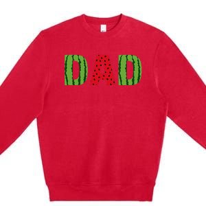 Dad Watermelon Pattern Birthday Summer Fruit Premium Crewneck Sweatshirt