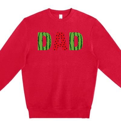 Dad Watermelon Pattern Birthday Summer Fruit Premium Crewneck Sweatshirt