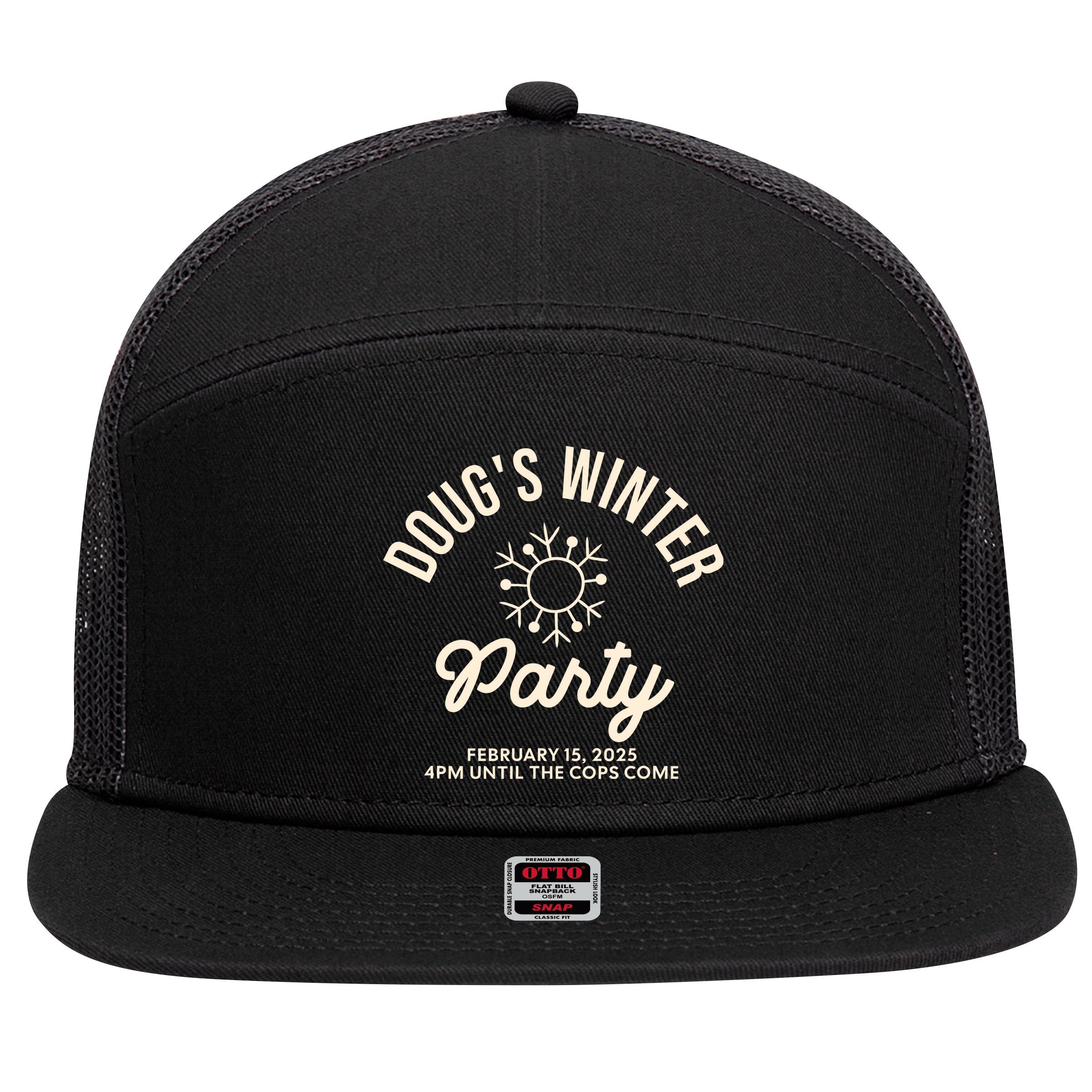 Dougs Winter Party February 7 Panel Mesh Trucker Snapback Hat