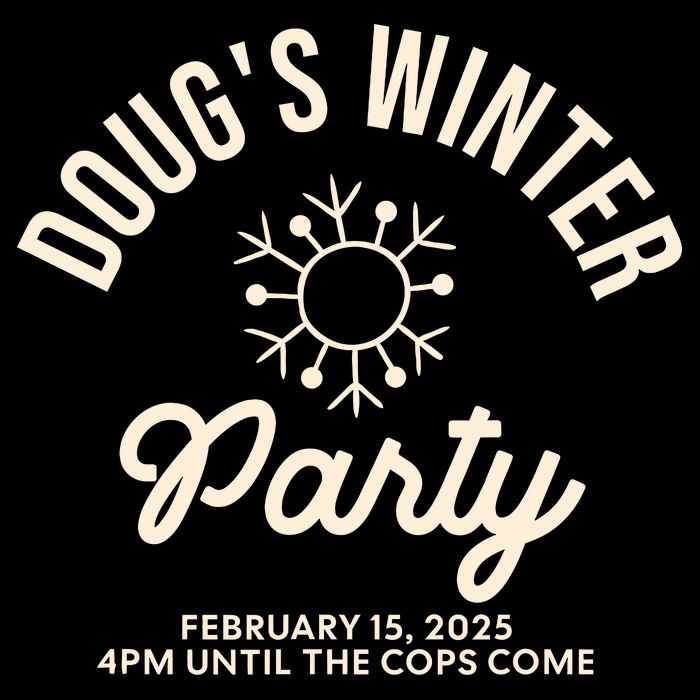 Dougs Winter Party February Drawstring Bag