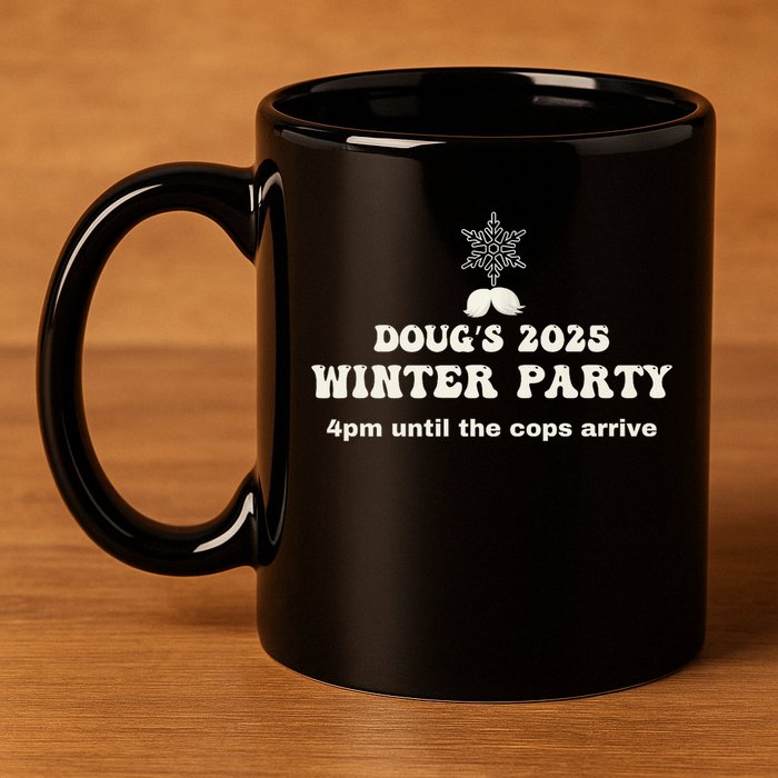 DougS Winter Party February 2025 Just Bring A Smile 11oz C Handle Ceramic Mug
