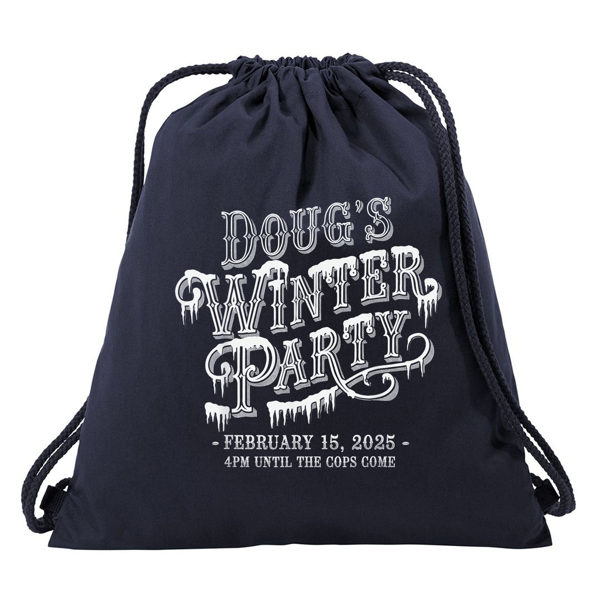 Dougs Winter Party 15 February Invite Dougs Winter Party Drawstring Bag