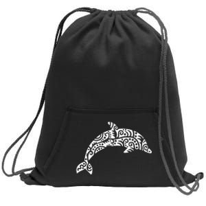 Dolphin With Pattern Sweatshirt Cinch Pack Bag