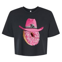 Donut Wearing Pink Cowboy Cowgirl Hat Bella+Canvas Jersey Crop Tee