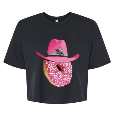 Donut Wearing Pink Cowboy Cowgirl Hat Bella+Canvas Jersey Crop Tee