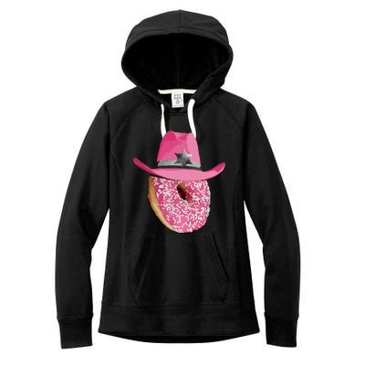 Donut Wearing Pink Cowboy Cowgirl Hat Women's Fleece Hoodie