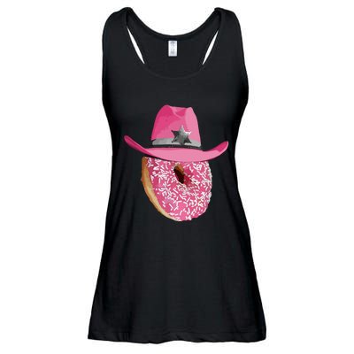 Donut Wearing Pink Cowboy Cowgirl Hat Ladies Essential Flowy Tank