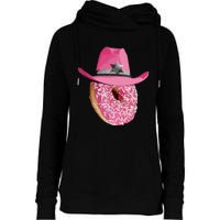 Donut Wearing Pink Cowboy Cowgirl Hat Womens Funnel Neck Pullover Hood