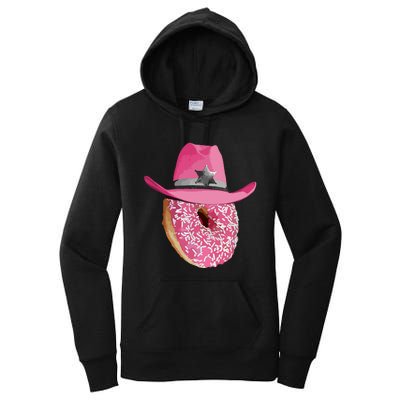 Donut Wearing Pink Cowboy Cowgirl Hat Women's Pullover Hoodie