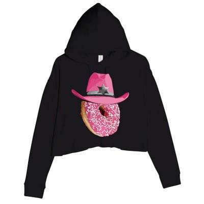 Donut Wearing Pink Cowboy Cowgirl Hat Crop Fleece Hoodie