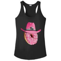 Donut Wearing Pink Cowboy Cowgirl Hat Ladies PosiCharge Competitor Racerback Tank