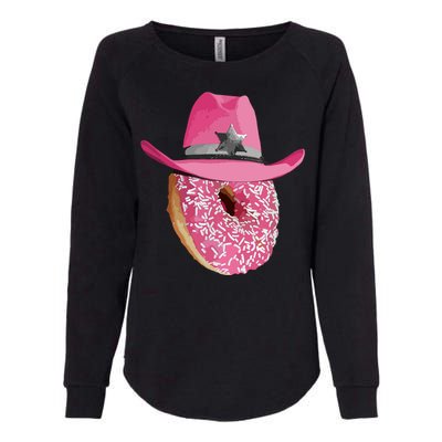 Donut Wearing Pink Cowboy Cowgirl Hat Womens California Wash Sweatshirt