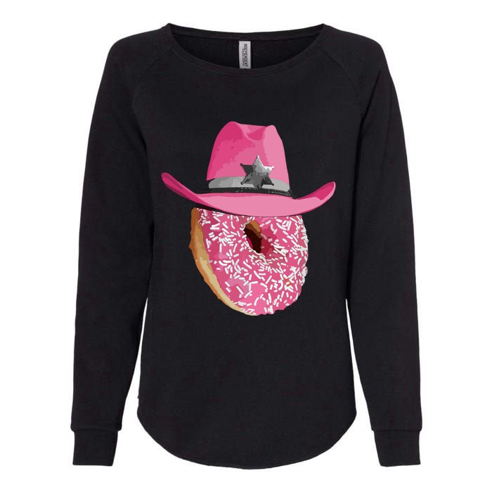 Donut Wearing Pink Cowboy Cowgirl Hat Womens California Wash Sweatshirt