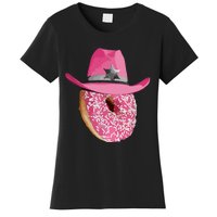 Donut Wearing Pink Cowboy Cowgirl Hat Women's T-Shirt