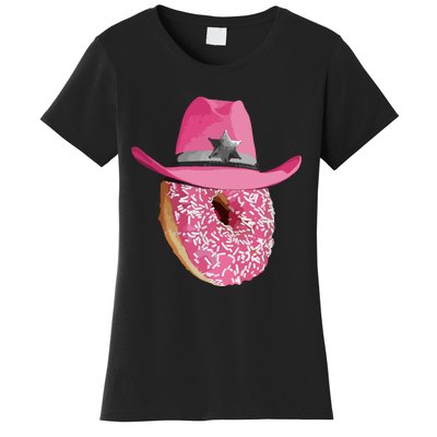 Donut Wearing Pink Cowboy Cowgirl Hat Women's T-Shirt