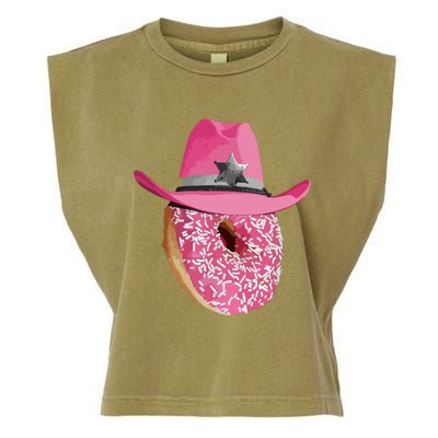 Donut Wearing Pink Cowboy Cowgirl Hat Garment-Dyed Women's Muscle Tee