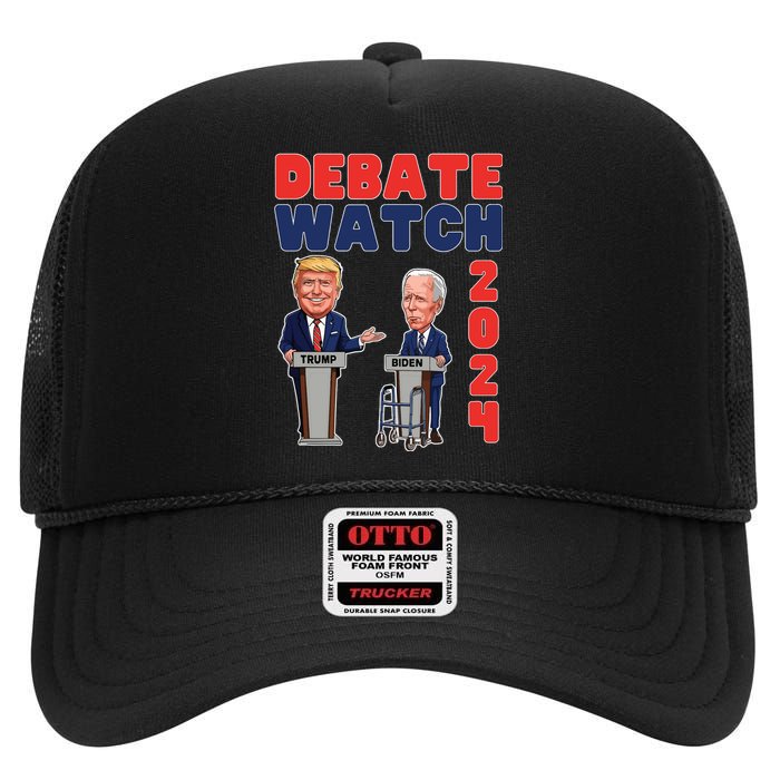 Debate Watch Party 2024 Trump Biden President Election High Crown Mesh Back Trucker Hat