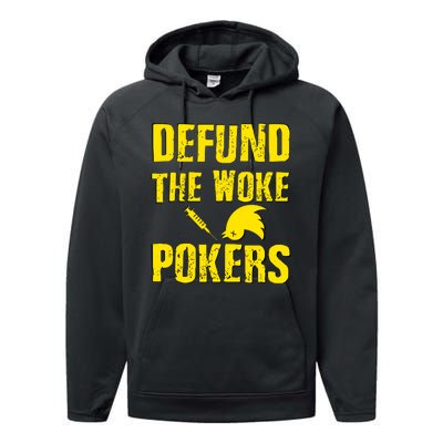 Defund Woke Pokers Performance Fleece Hoodie