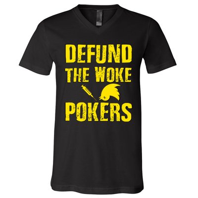 Defund Woke Pokers V-Neck T-Shirt