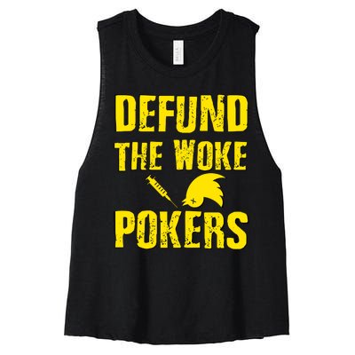 Defund Woke Pokers Women's Racerback Cropped Tank