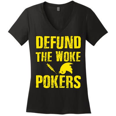 Defund Woke Pokers Women's V-Neck T-Shirt