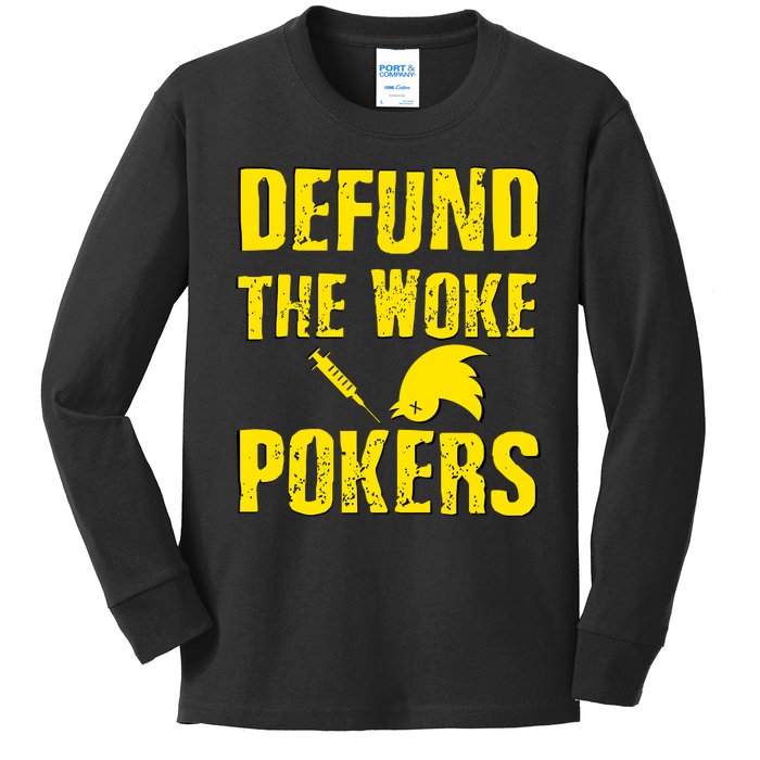 Defund Woke Pokers Kids Long Sleeve Shirt