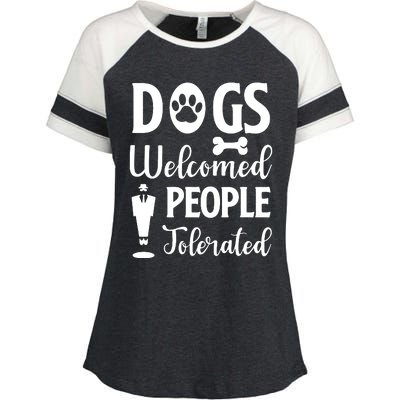 Dogs Welcomed People Tolerated Enza Ladies Jersey Colorblock Tee