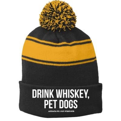 Drink Whiskey Pet Dogs Stripe Pom Pom Beanie