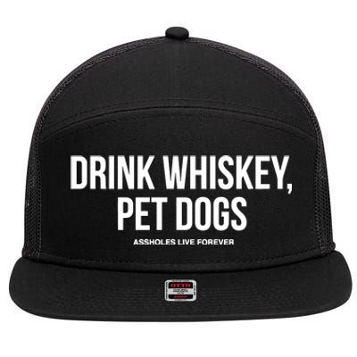 Drink Whiskey Pet Dogs 7 Panel Mesh Trucker Snapback Hat