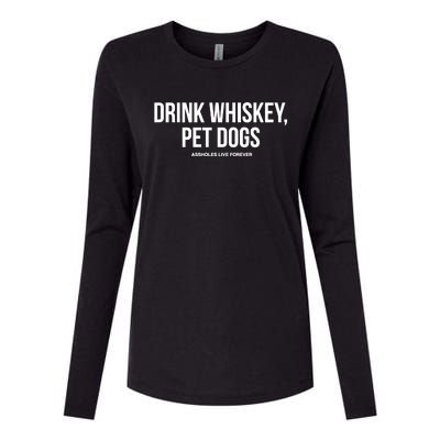 Drink Whiskey Pet Dogs Womens Cotton Relaxed Long Sleeve T-Shirt