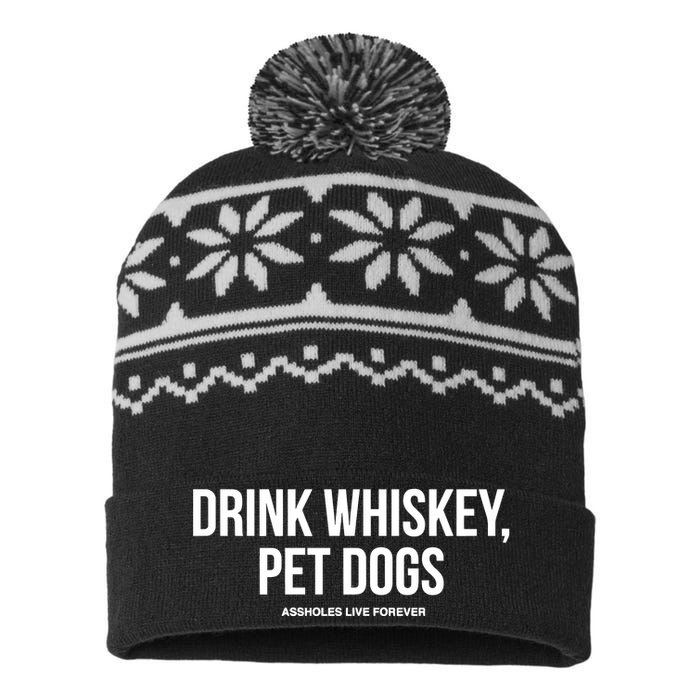 Drink Whiskey Pet Dogs USA-Made Snowflake Beanie