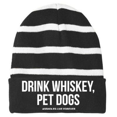 Drink Whiskey Pet Dogs Striped Beanie with Solid Band