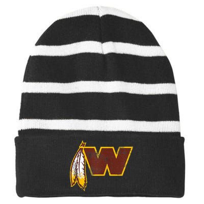 Dan W Quinn Funny W Design Striped Beanie with Solid Band