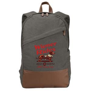 Dachshund Wiener Rides Only 25 Cents Free Today Only Cotton Canvas Backpack